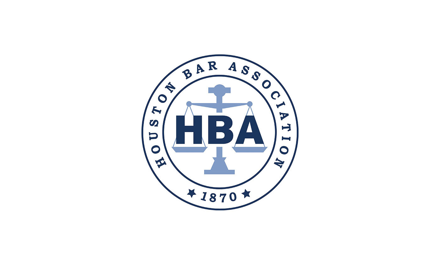 Light blue and navy Houston Bar Association logo
